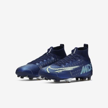 Nike Jr. Mercurial Superfly 7 Elite MDS FG - Nagyobb Gyerek Focicipő - Kék/Fehér/Fekete/Metal Titán